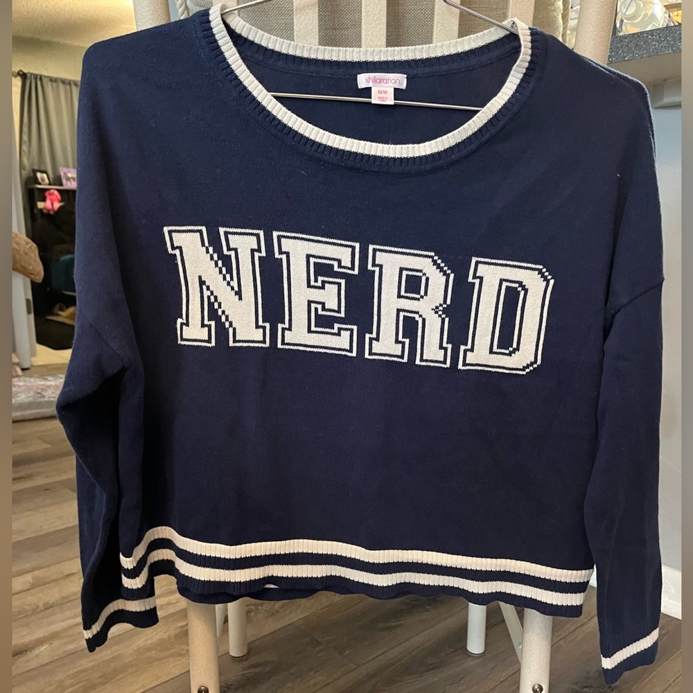 NERD graphic crop sweater Size M. 
By xhilaration.